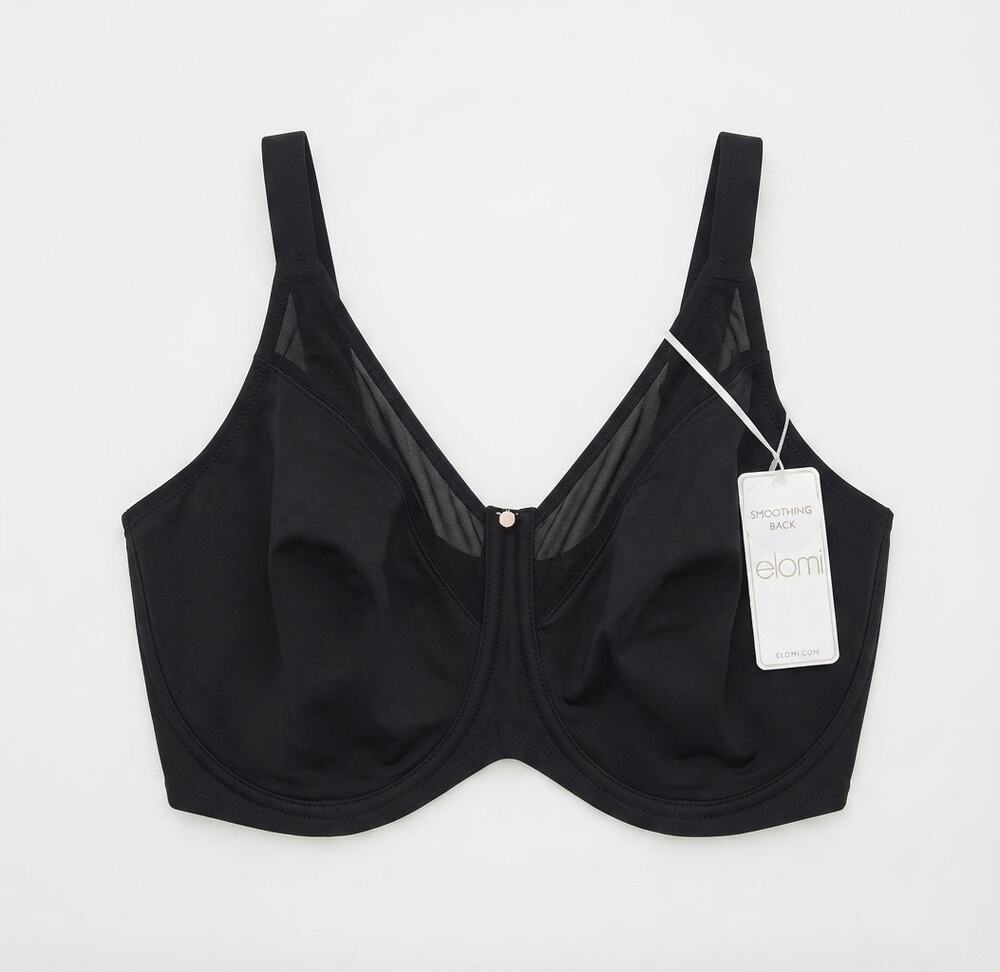NEW Elomi 38K Black Smooth Bra Underwire No Padding 4301 Adjustable Strap